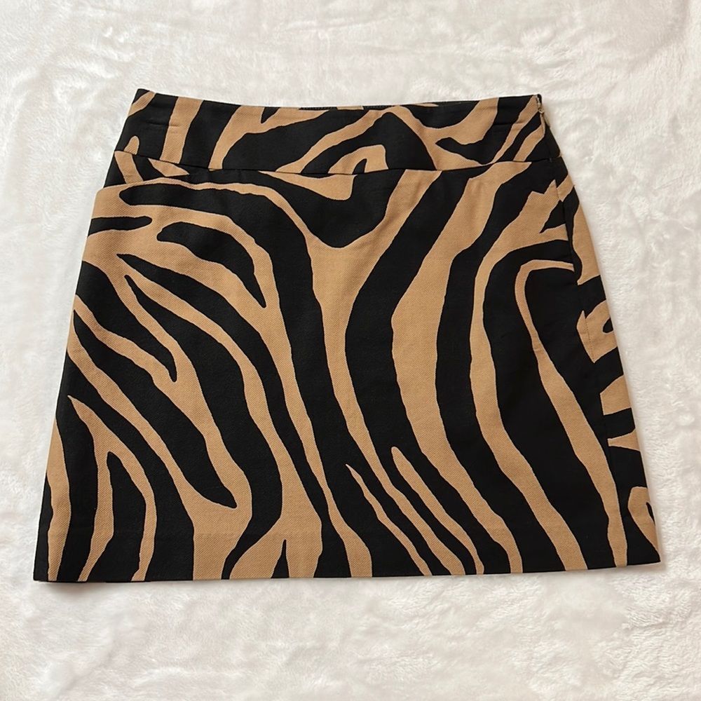 LOFT Zebra Print Mini Skirt - Black and Tan